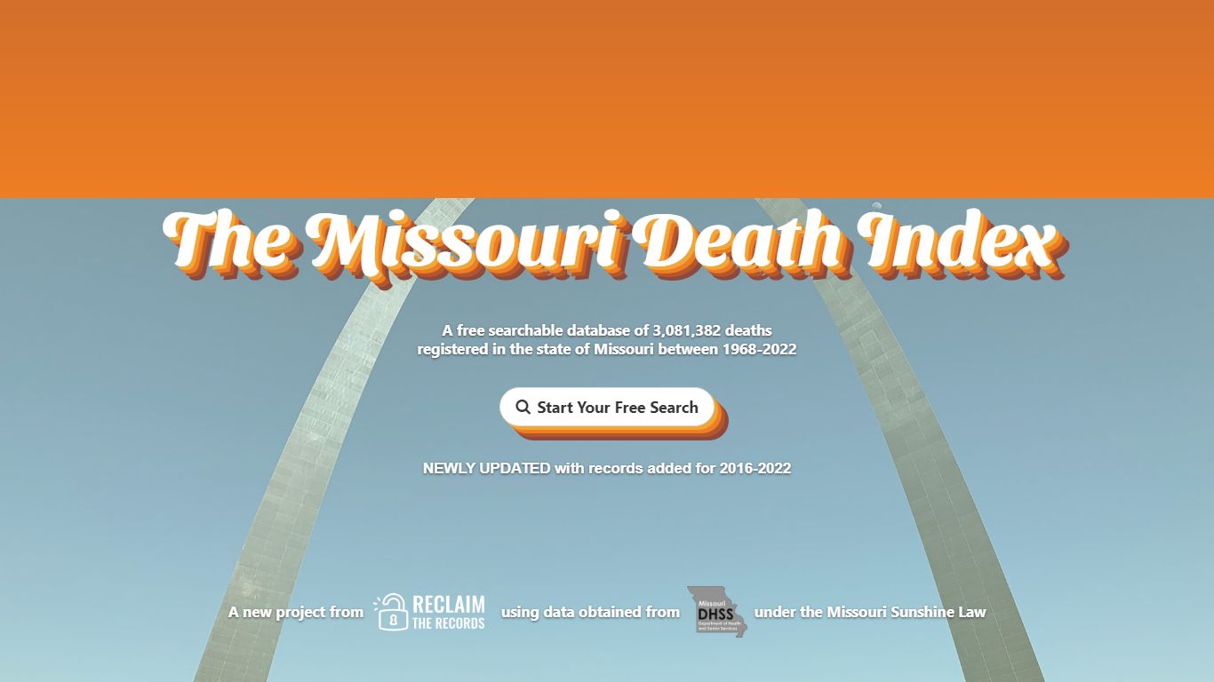 The Missouri Death Index // Free searchable database of 3,081,382 ...